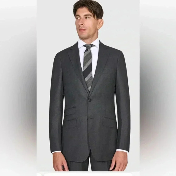 Suitsupply Pure Wool Sienna Dark Gray Birdseye Suit Jacket‎ Size 44 Vitale B. - Picture 1 of 14